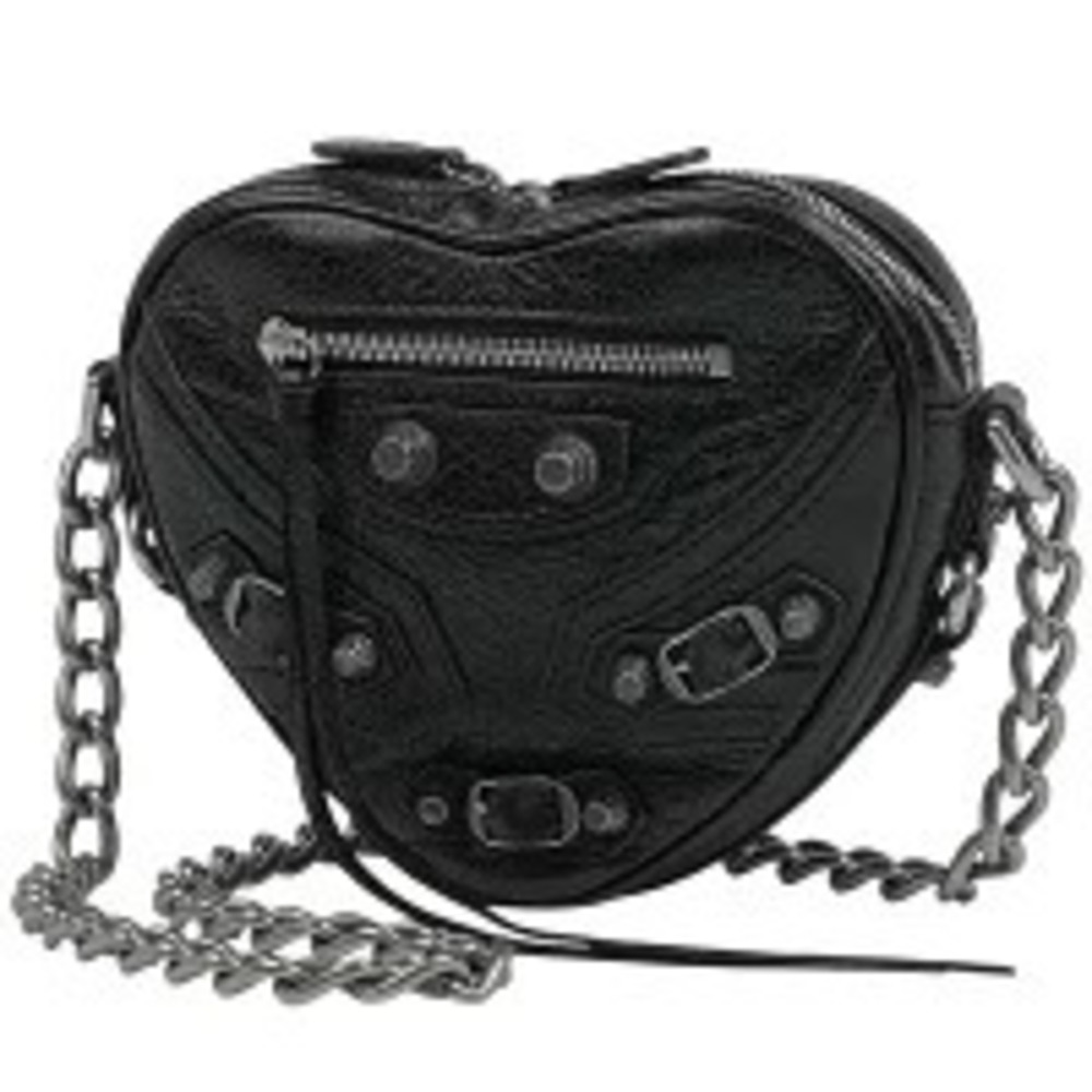 Balenciaga Le Cagole Shoulder Bag Heart Leather Black